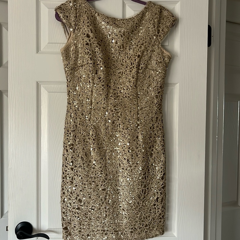 Adrianna Papell gold dress